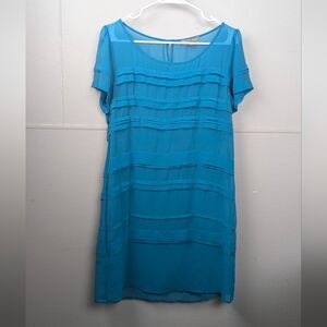 Sheer Blue Ruffle Dress Size Medium
